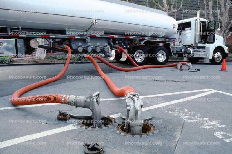 Tanker Truck, Hose, Nozzle, Filling underground fuel tanks