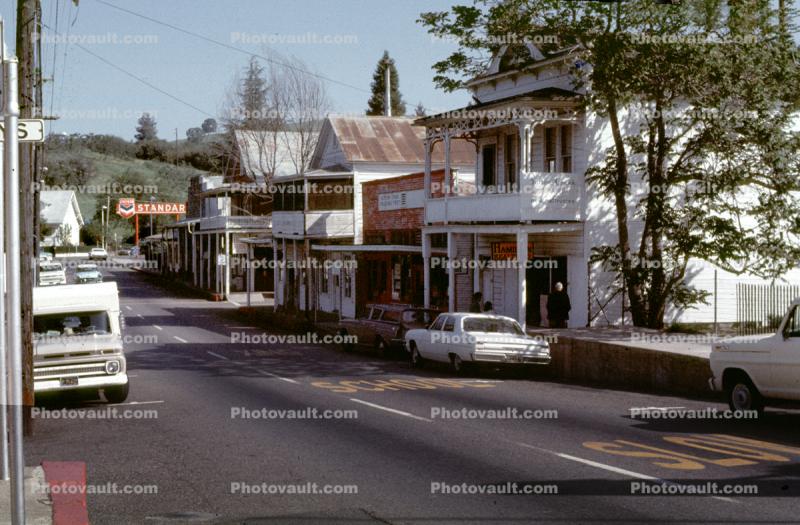 Cars, Main Street, Shops, Sutter Creek, April 1968, 1960s