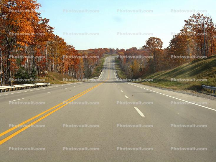 Fall Colors, Autumn, Trees, Highway, road, south of Alpena, Michigan