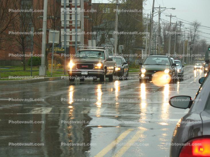 Hard Rain, Downpour, cars, automobiles, 2000's, south of Watertown, New York