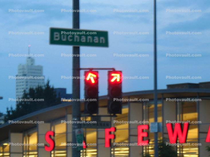 Red Light, Arrows, Safeway, Buchanan Street, Traffic Light