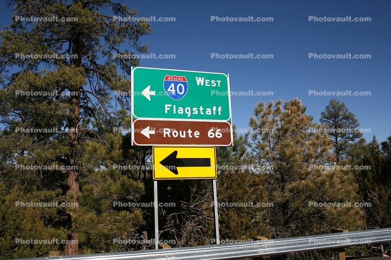 Route-66, Interstate Highway I-40, Arizona, Caution, warning