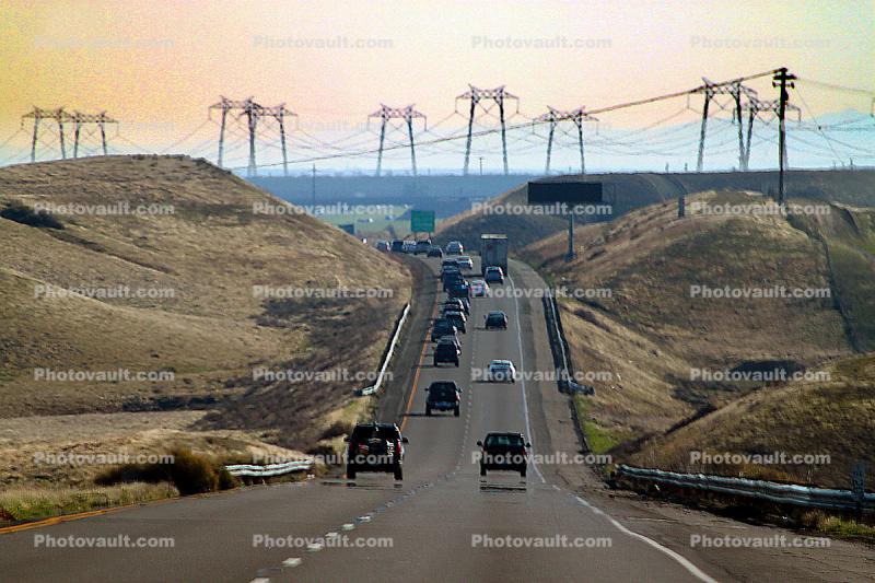Interstate Highway I-5, Long Distance Power Lines, Car, 2010's