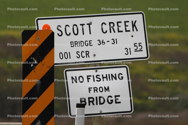 Scott Creek, Santa Cruz County, California, No Fishing From Bridge