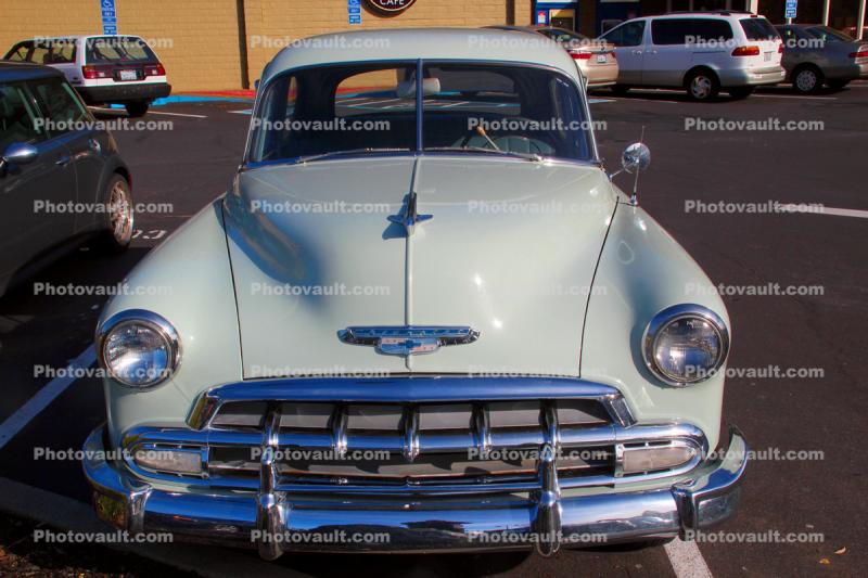 Chevrolet Deluxe coupe, Car, parked, automobile, chrome grill, four door, Bel Air, San Anselmo, Marin County