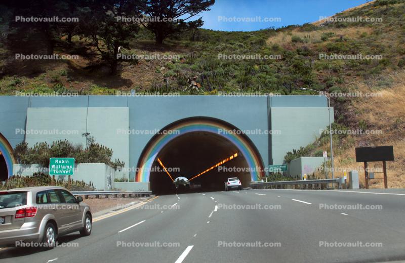 Robin Williams Tunnel, Marin County California, cars