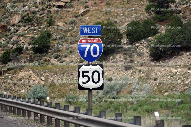 Interstate Highway I-70, roadway, road, US Route 50