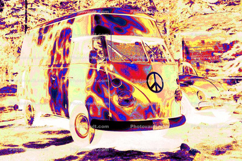 VW-van, Volkswagen Van, Peace Symbol, Peace Sign, Camper, psyscape