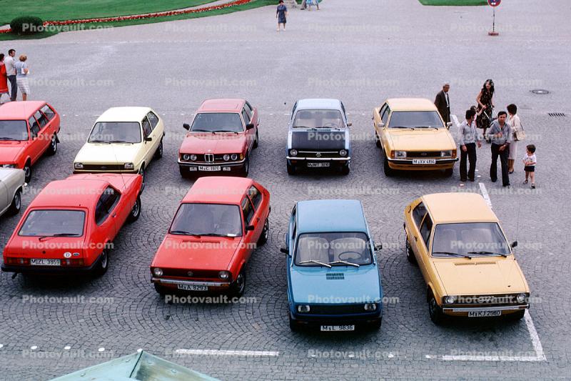 Cars, vehicles, Automobile, Parking Lot, 1970s