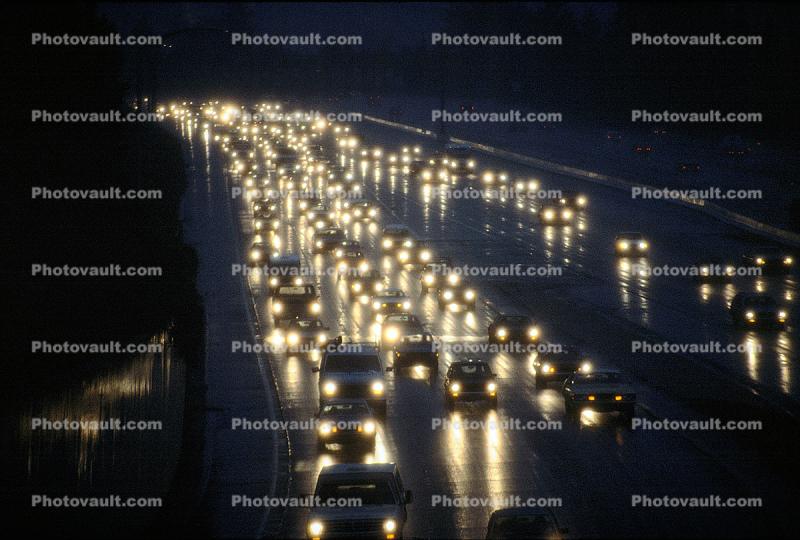 Highway 101, Level-D Traffic, Twilight, Dusk, Dawn, Cars, vehicles, Automobile
