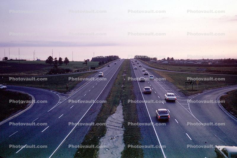 Interstate Highway, divided highway, cars, roadway, road, exit, entrance
