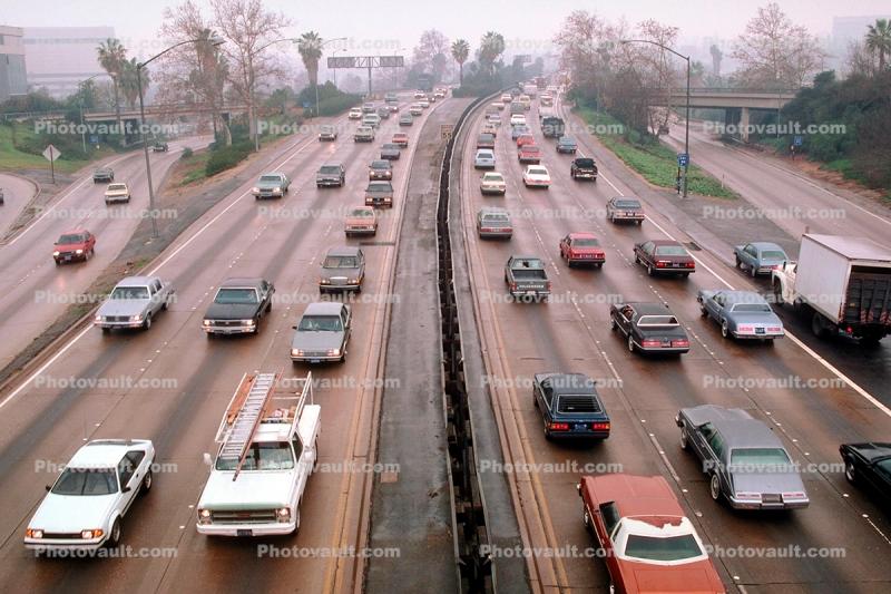 Highway I-10, Level-D traffic, freeway, Car, Automobile, Vehicle