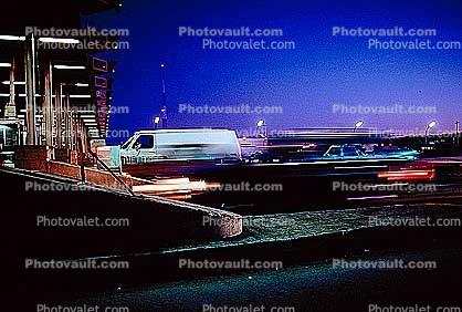 toll plaza, San Francisco Oakland Bay Bridge, dusk, nighttime, night, van
