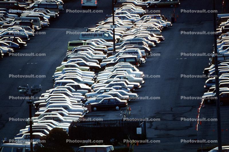airport parking lot, Burlingame, California, cars