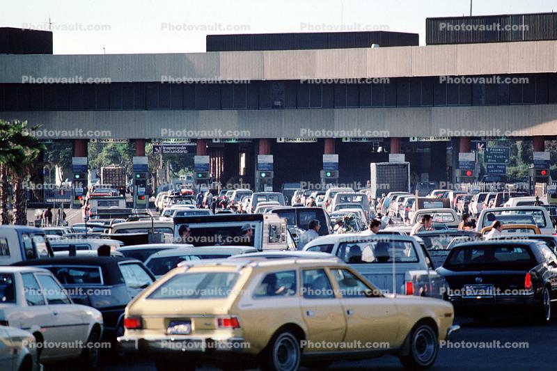 Cars, Traffic Jam, San Ysidro, Port of, Entry, California, United States, Mexico Border, Tijuana