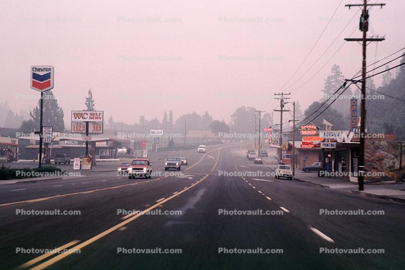 Highway 101, Roadway, Road, Humboldt County, Smoke from a forest fire