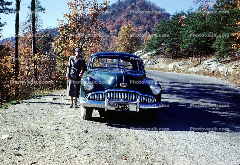 1949 Buick Roadmaster, Highway, Roadway, Road, Woman, 1940s