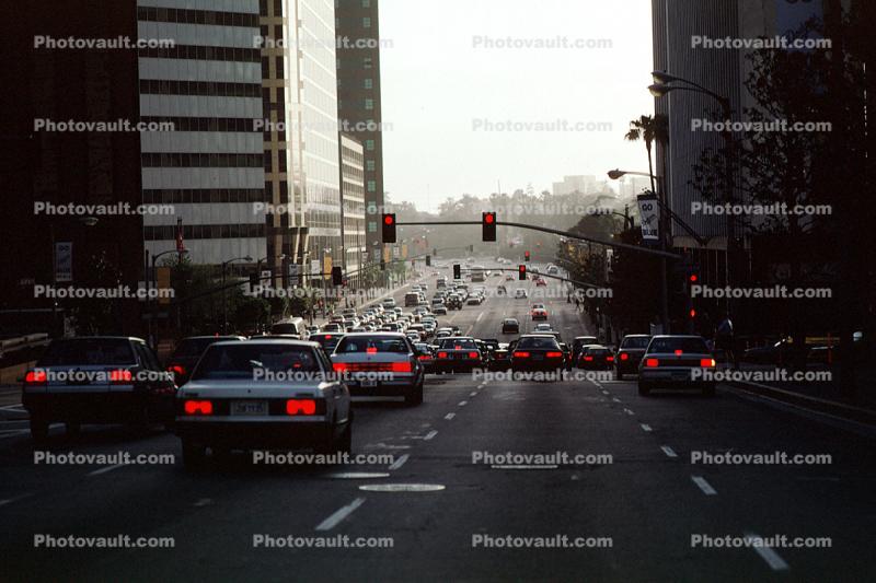 Cars, Level-C Traffic, Westwood, Wilshire Blvd, Stop LIght, Car, Vehicle, Automobile