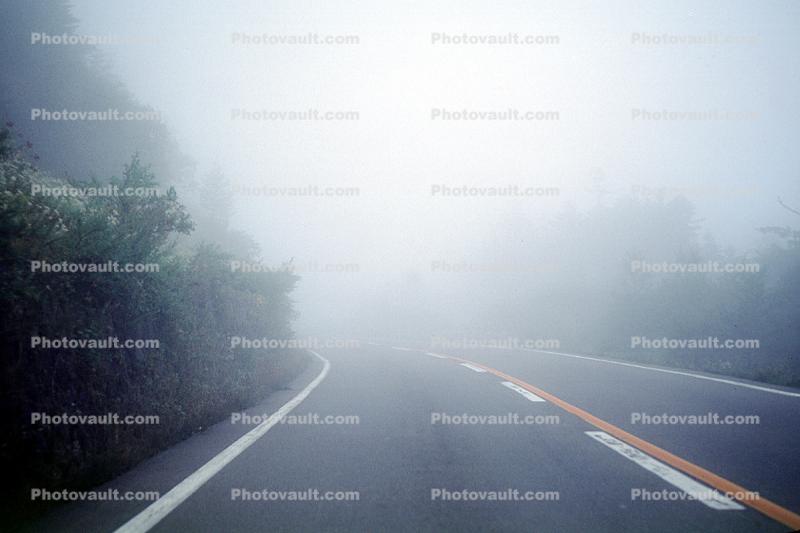 road up Mount Fuji, Highway, Roadway, Fog