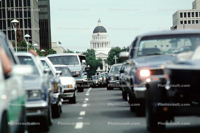 State Capitol, City Street, Car, Vehicle, Automobile