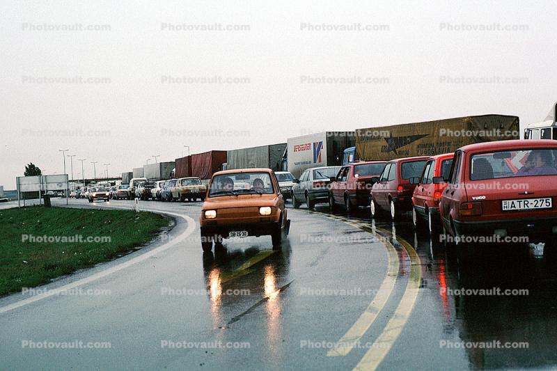 Border Control, from Czech Republic to Austria, Highway, Roadway, Road, Cars, Automobile, Vehicles