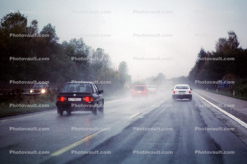 Rain, Highway, Roadway, Road