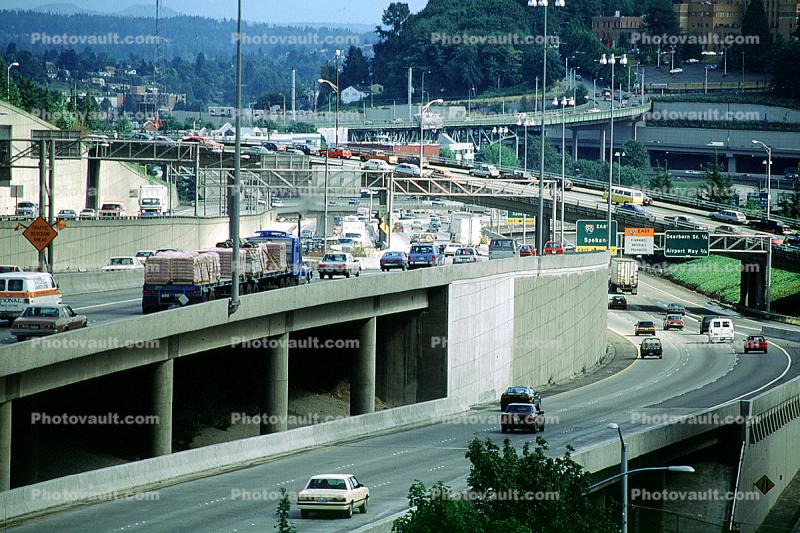 Interstate Highway I-5, Seattle, Car, Automobile, Vehicle
