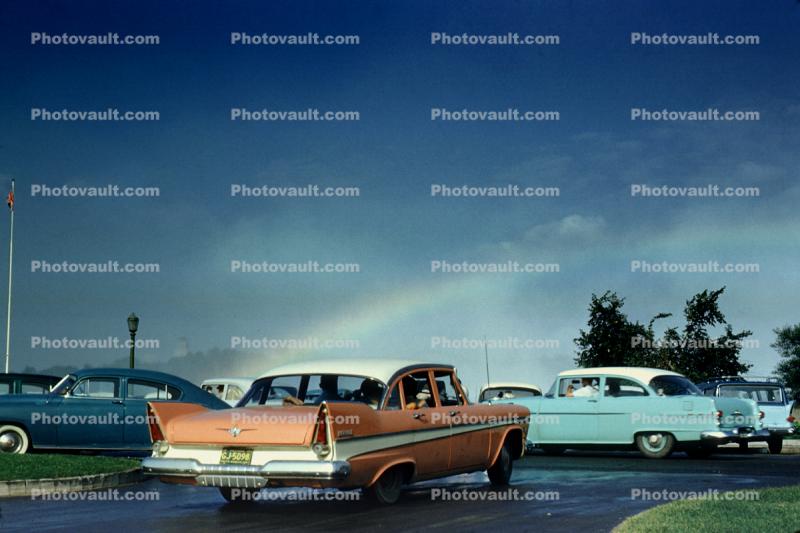 1957 Plymouth Belvedere, four-door sedan, tail fins, four door sedan, car, 1950s, autumn