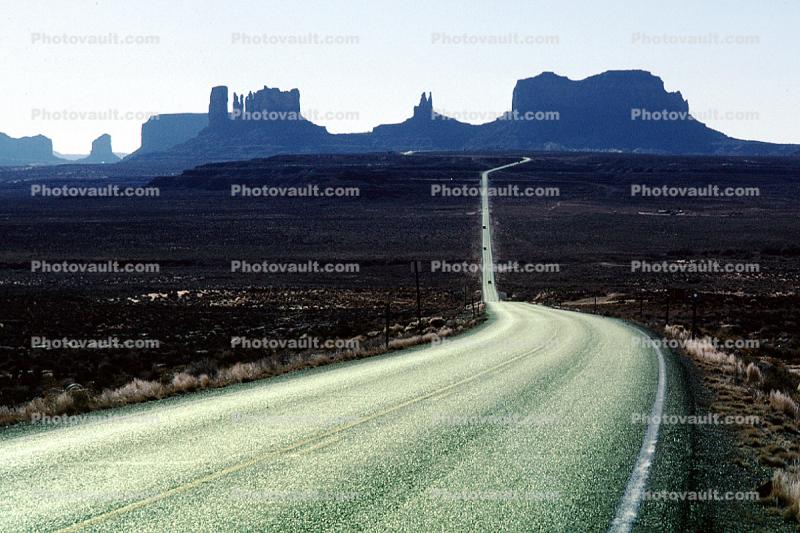 Road, Roadway, Highway 163, Monument Valley, Arizona, geologic feature, butte