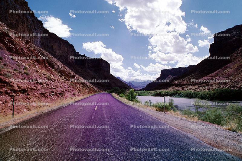 Colorado River, Road, Roadway, Highway 128, Castle Valley, east of Moab Utah