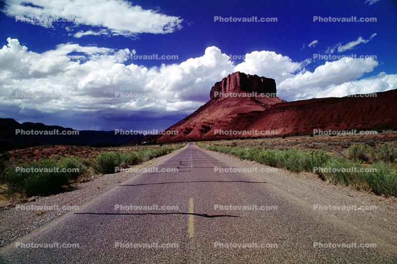 Road, Roadway, Highway 128, Castle Valley, east of Moab Utah, geologic feature, mesa, clouds