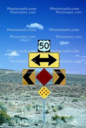 Roadway, US Route 50, Road, Loneliest Highway, Caution, warning