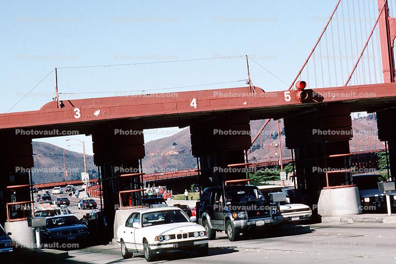 BMW car, toll booth, Golden Gate Bridge
