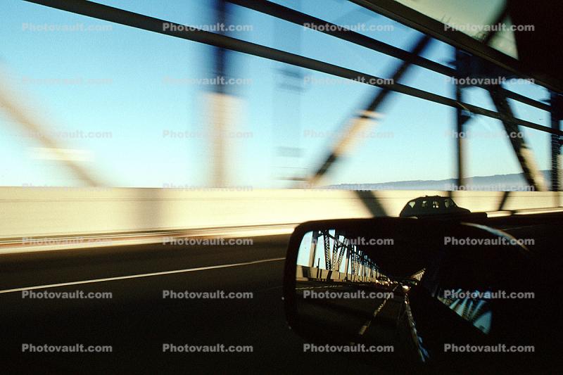 rearview mirror, San Francisco Oakland Bay Bridge