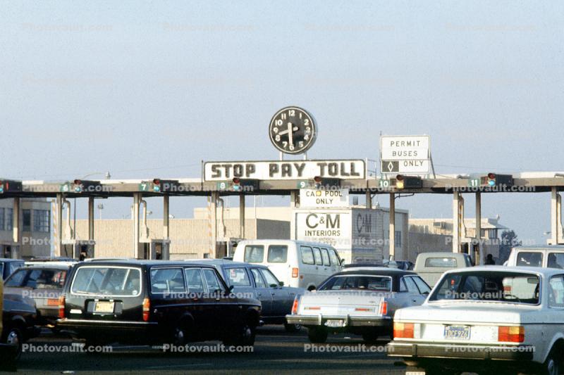 toll plaza, San Francisco Oakland Bay Bridge, clock
