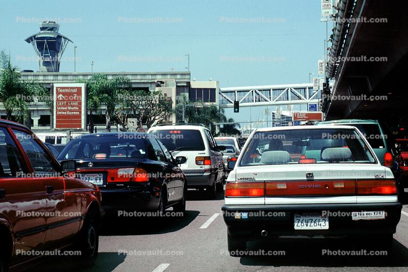 car, sedan, automobile, vehicle, congestion, traffic jam at LAX