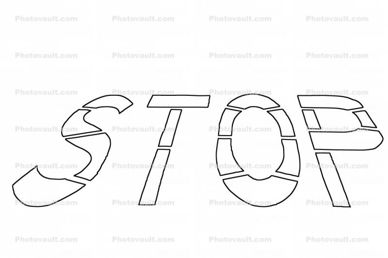 STOP outline, line drawing, shape