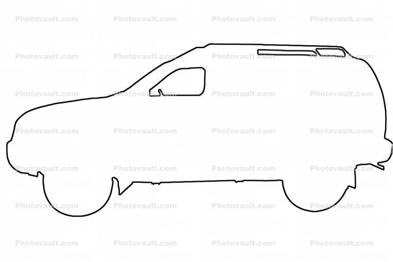 SUV outline, automobile, line drawing, shape