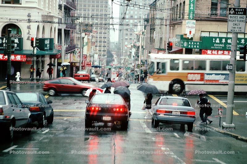 Umbrellas, crosswalk, rain, wet, slippery, inclement weather, Rainy, Bad Driving Conditions