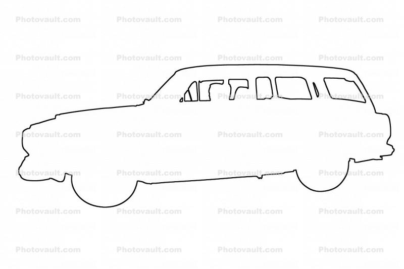 VW, Volkswagen outline, line drawing, shape