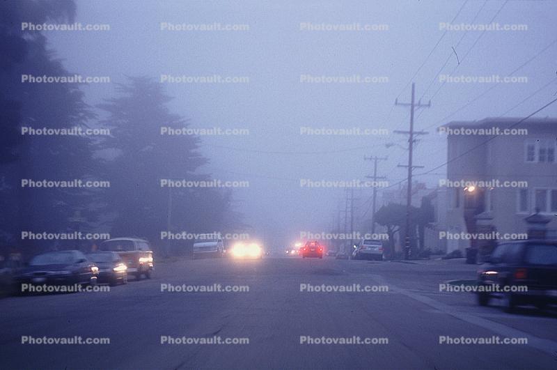 Foggy, Highway, cars, street, dusk