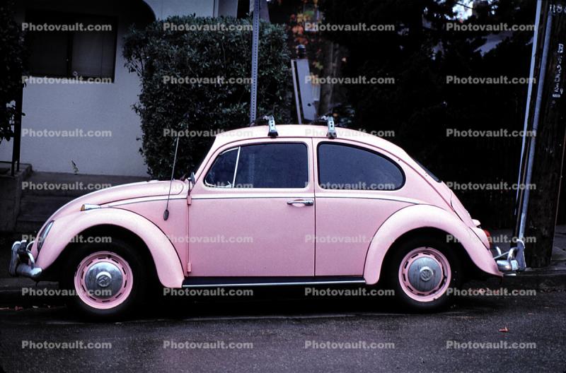 Pink Volkswagen, compact car, automobile, vehicle