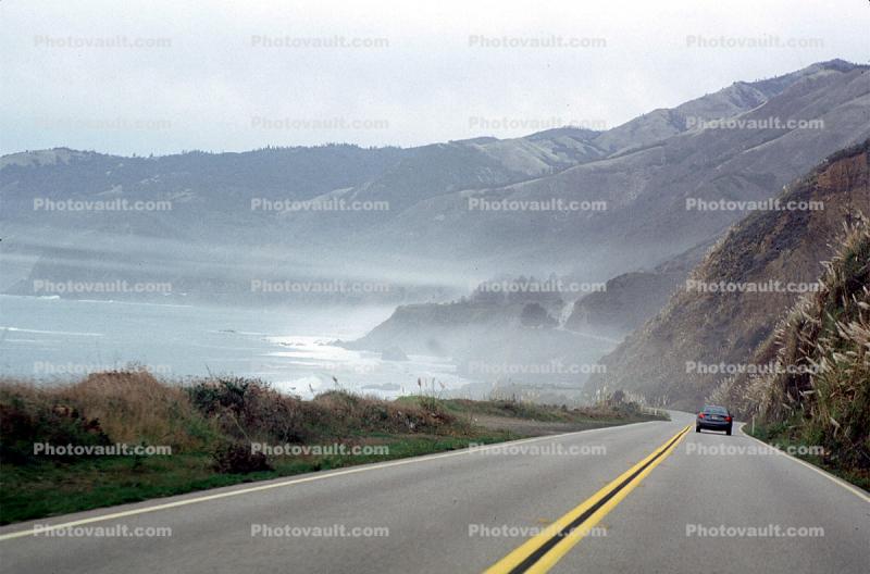 Double Yellow Line, Divide, Road, Roadway, Highway, S-curve, PCH, Pacific Coast Highway-1
