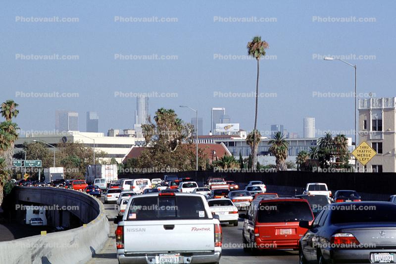 car, sedan, automobile, vehicle, level-F traffic, Hollywood Freeway 101