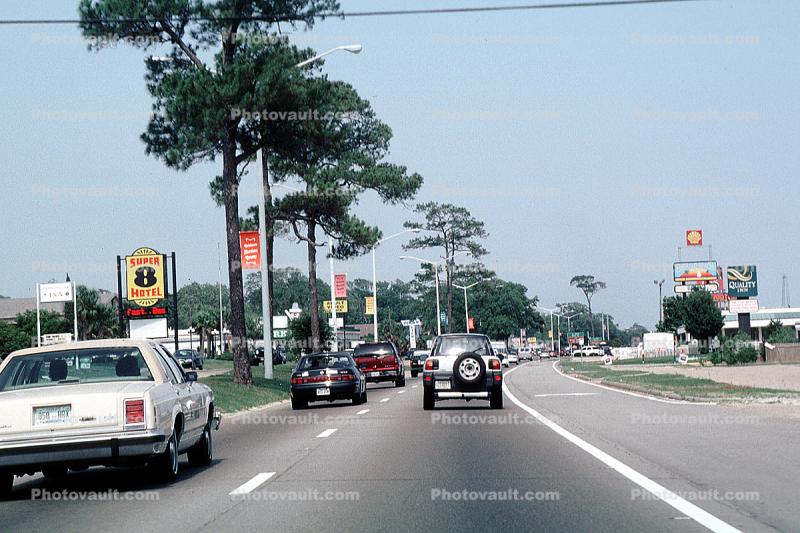 Cars, road, highway, Road, Roadway, Highway, Trees, Super- Motel, Gulfport
