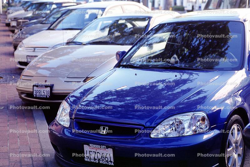Parked Cars, sedan, automobile, vehicle, Honda, Redwood City