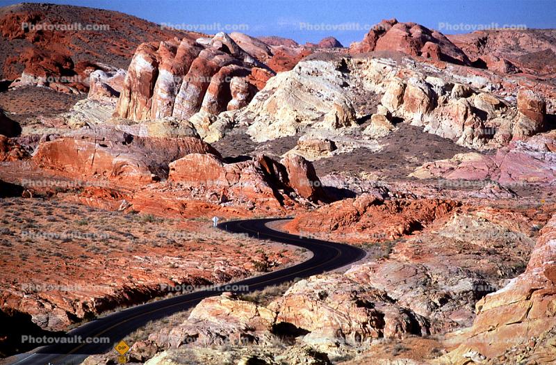 S-Curve, scenic, Valley of Fire, east of Las Vegas Nevada, Road, Roadway, Highway