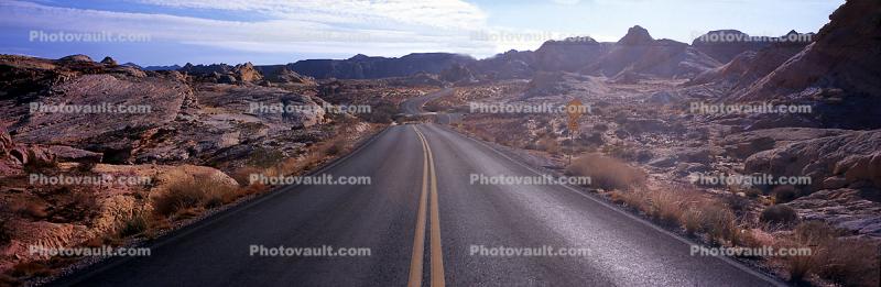 Valley of Fire, east of Las Vegas Nevada, Road, Roadway, Highway, Panorama