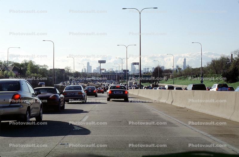 Road, Roadway, Interstate Highway I-94, skyway, skyline, Expressway, cars, automobiles, vehicles