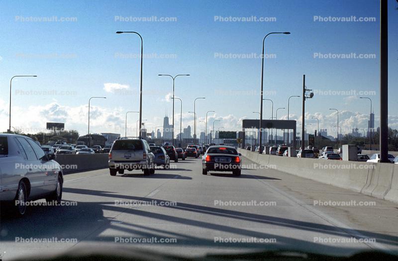 Road, Roadway, Interstate Highway I-94, skyway, skyline, cars, automobiles, vehicles